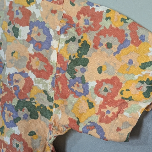 RVCA Women's Linen Blend Floral Hippie Shorts Blossom Romper Pockets - Picture 7 of 13